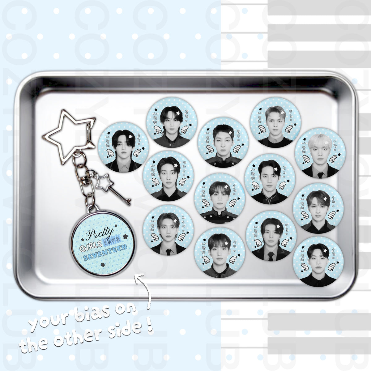 Seventeen Double-Sided Glitter Keychain