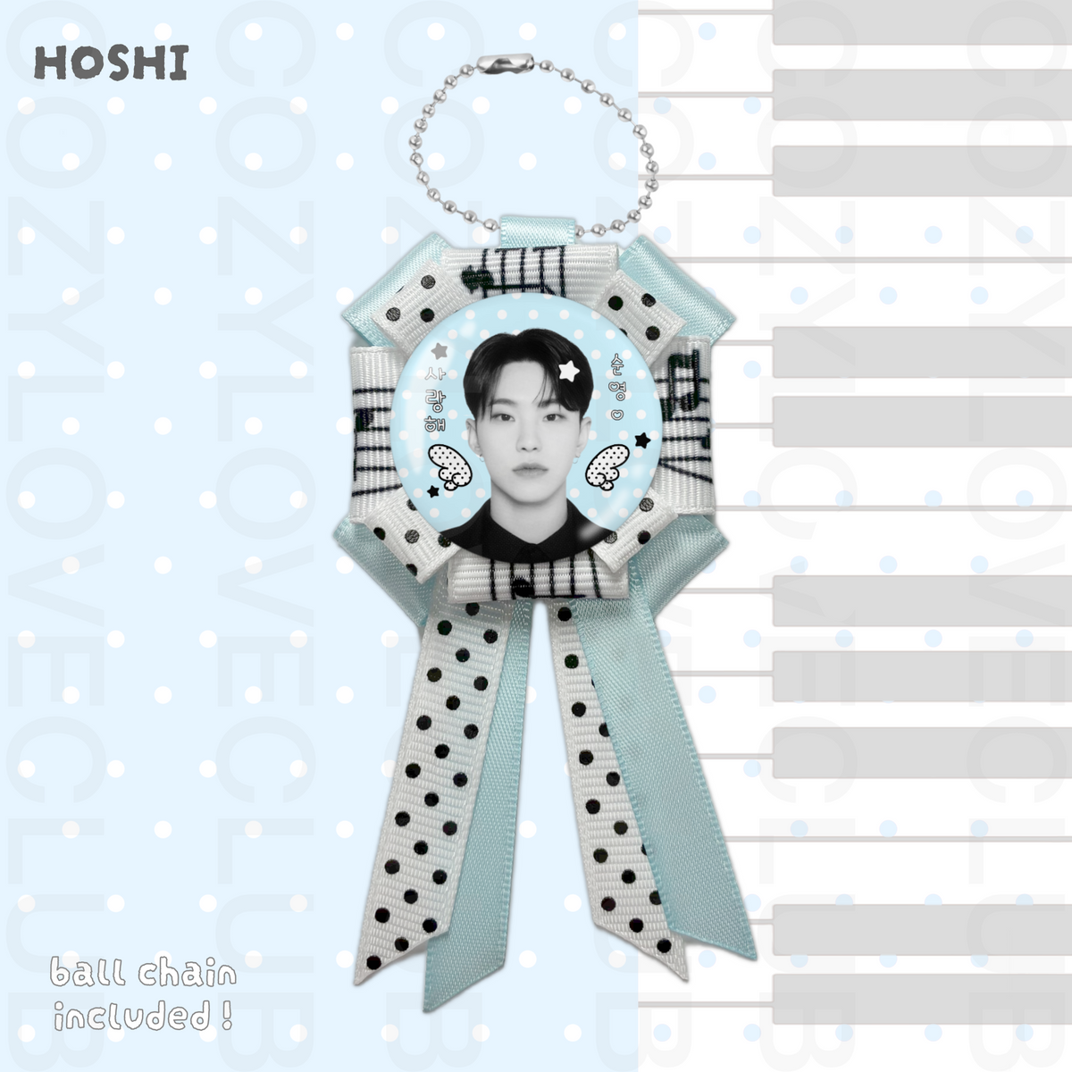 Seventeen Rosette Ribbon Keychain [ BLACK POLKA VER. ]