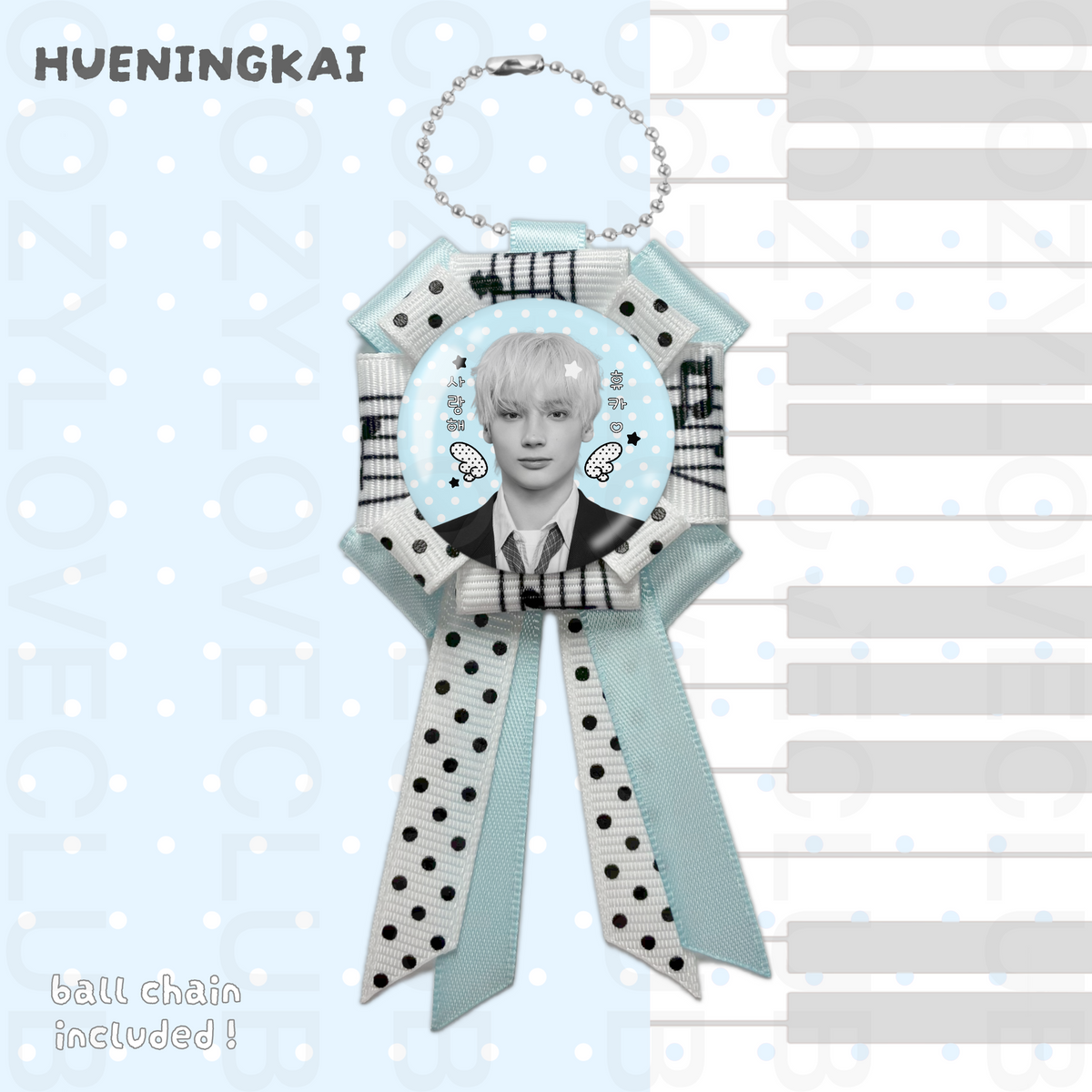 TXT Rosette Ribbon Keychain [ BLACK POLKA VER. ]