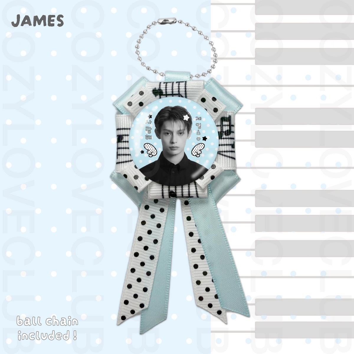 CORTIS Rosette Ribbon Keychain [ BLACK POLKA VER. ]