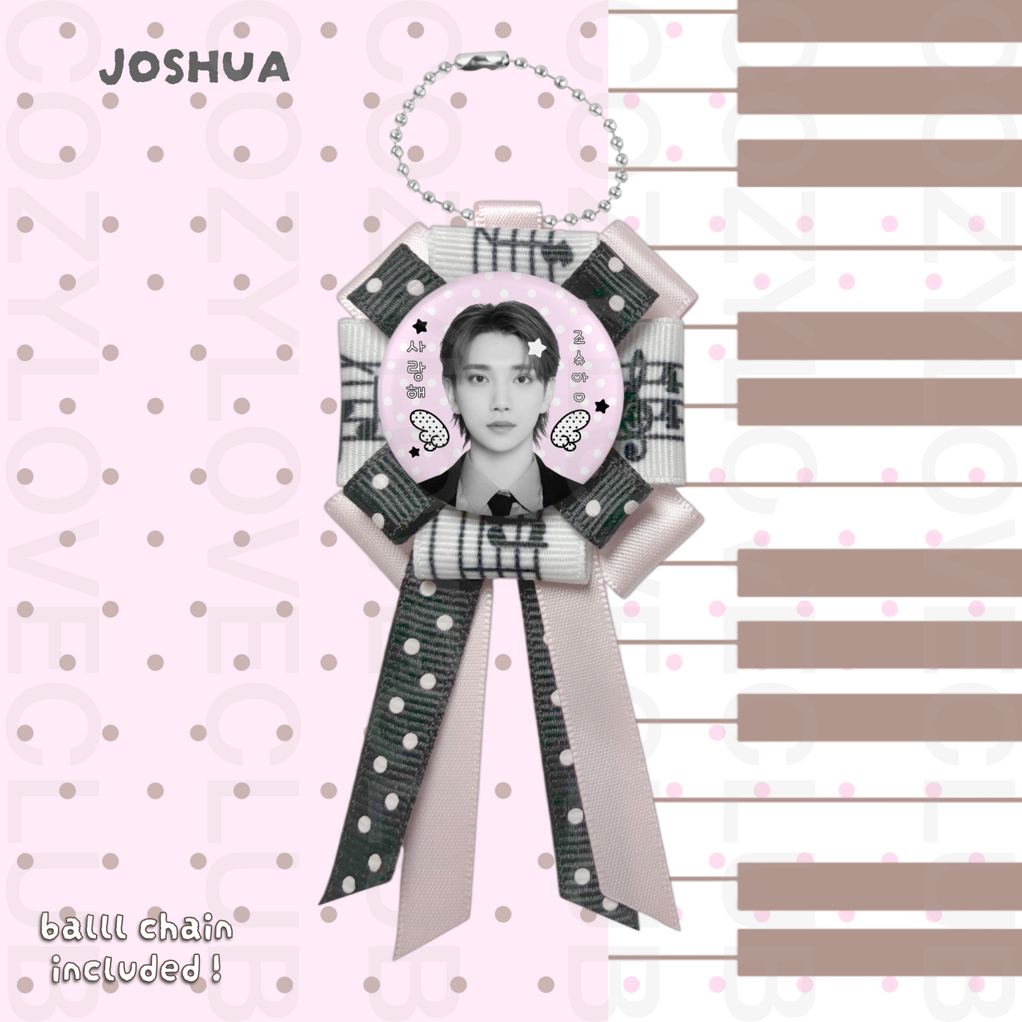 Seventeen Rosette Ribbon Keychain [ WHITE POLKA VER. ]