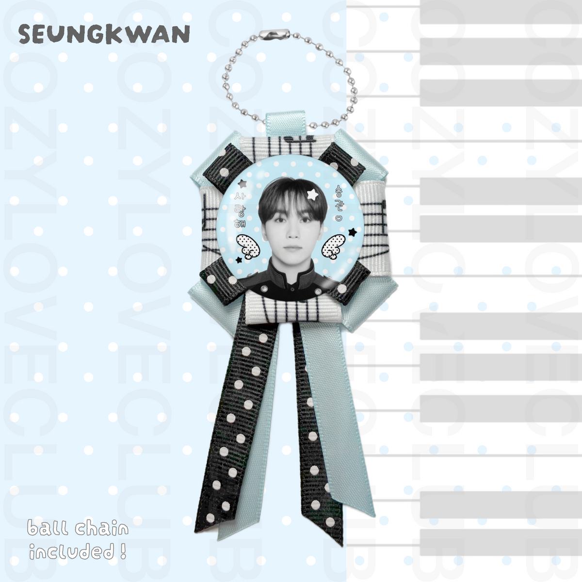 Seventeen Rosette Ribbon Keychain [ WHITE POLKA VER. ]