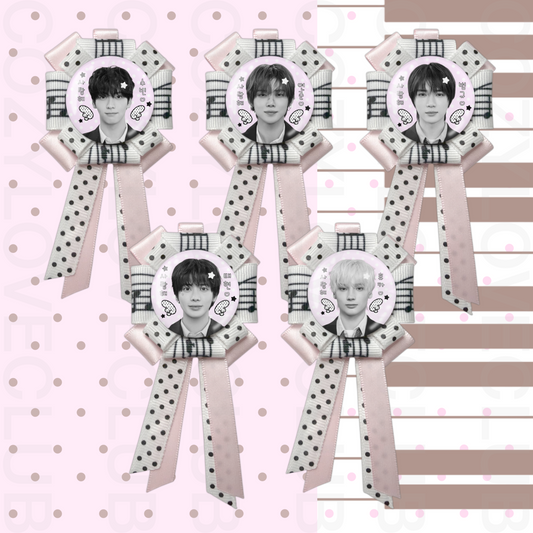 TXT Rosette Ribbon Keychain [ BLACK POLKA VER. ]