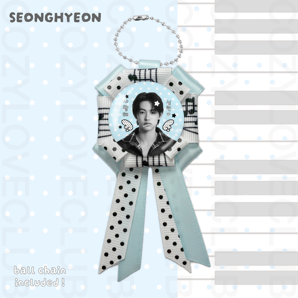 CORTIS Rosette Ribbon Keychain [ BLACK POLKA VER. ]
