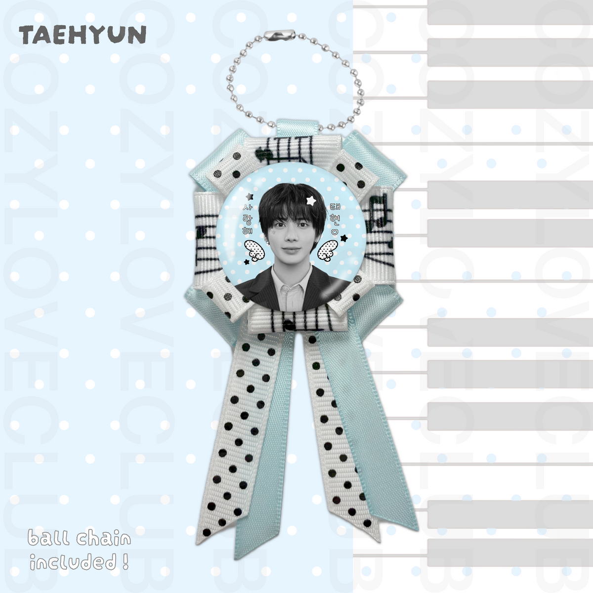 TXT Rosette Ribbon Keychain [ BLACK POLKA VER. ]
