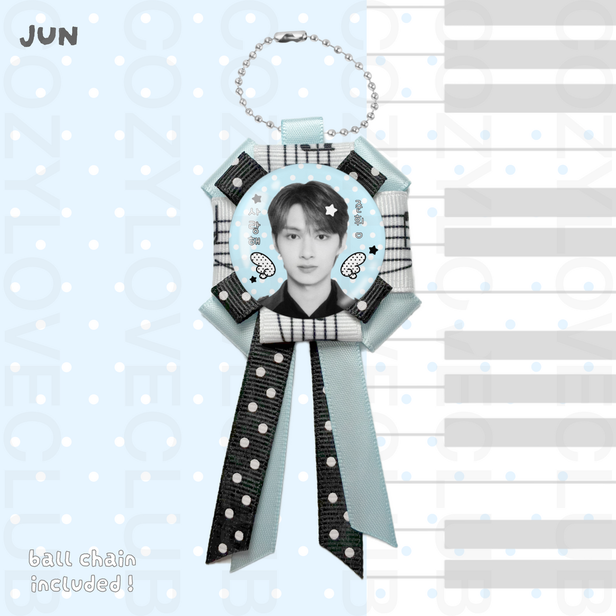 Seventeen Rosette Ribbon Keychain [ WHITE POLKA VER. ]