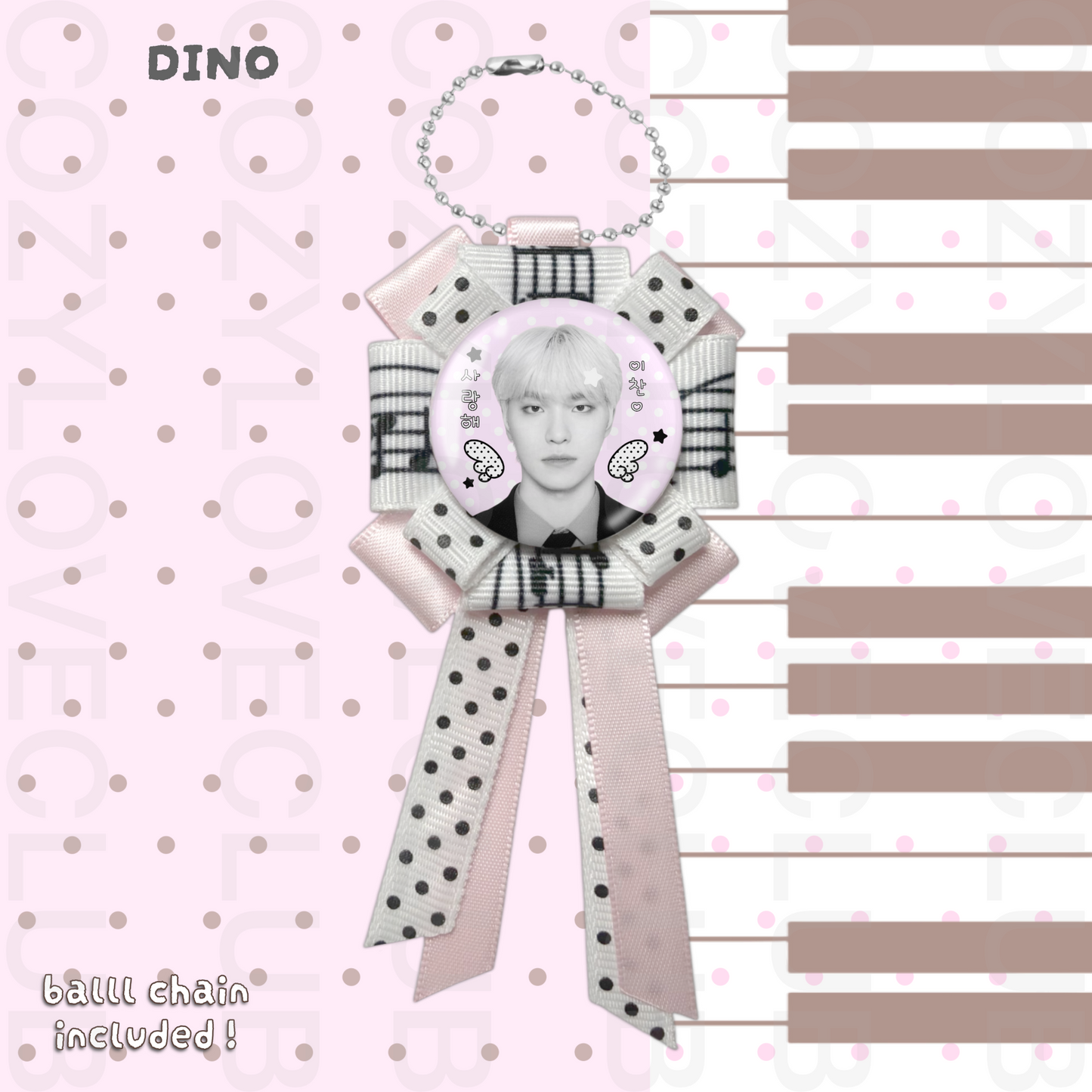 Seventeen Rosette Ribbon Keychain [ BLACK POLKA VER. ]