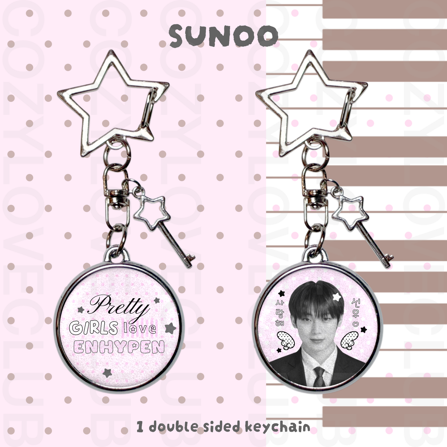 Enhypen Double-Sided Glitter Keychain