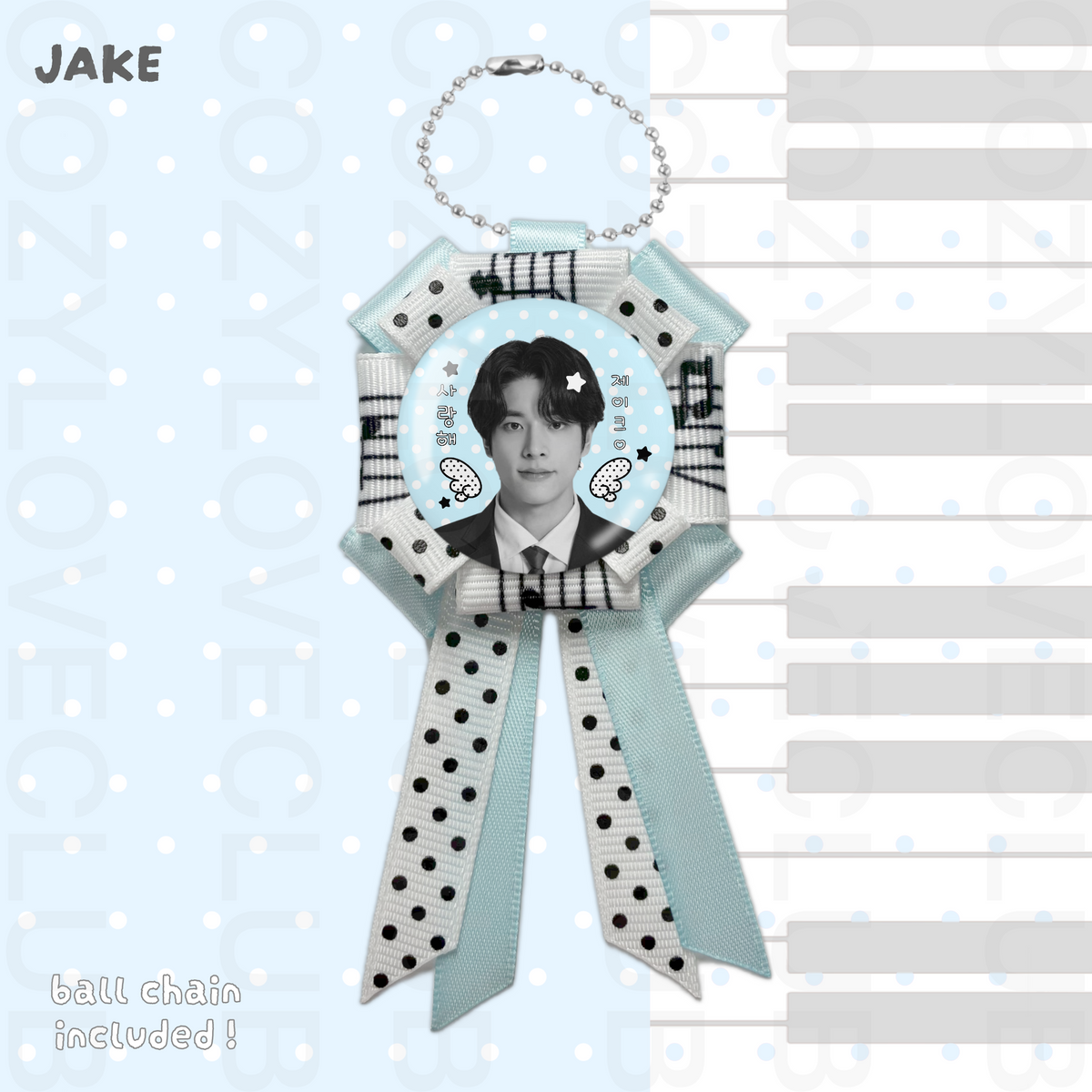 Enhypen Rosette Ribbon Keychain [ BLACK POLKA VER. ]