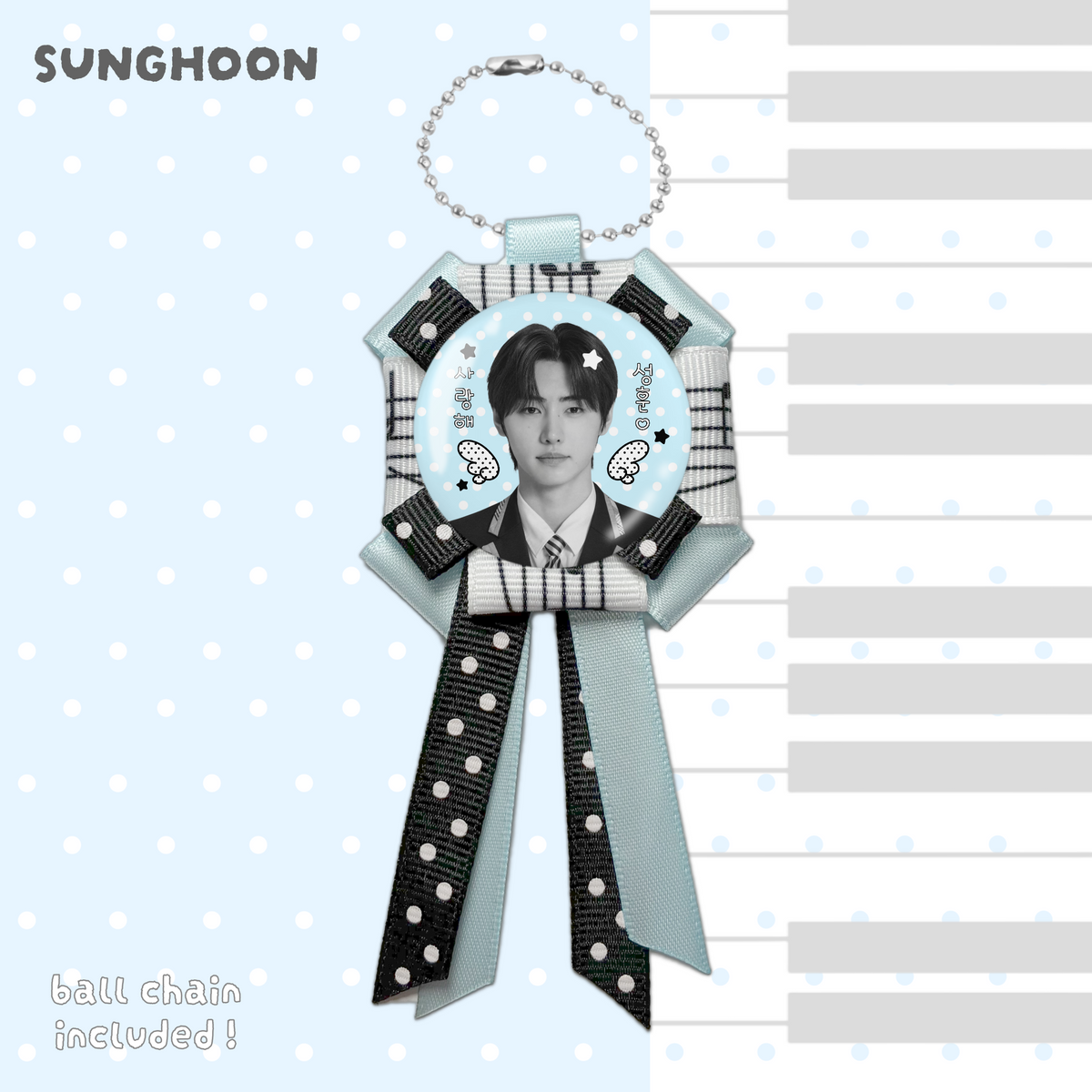 Enhypen Rosette Ribbon Keychain [ WHITE POLKA VER. ]
