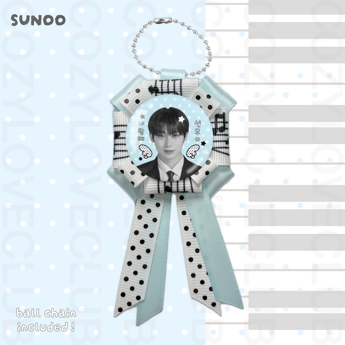 Enhypen Rosette Ribbon Keychain [ BLACK POLKA VER. ]