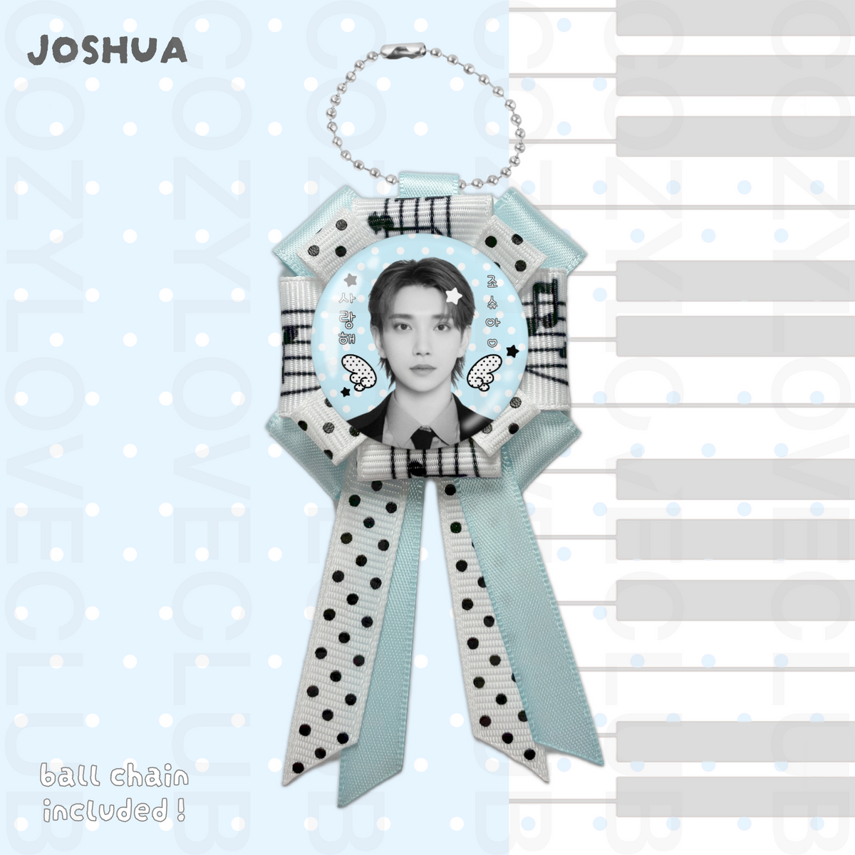 Seventeen Rosette Ribbon Keychain [ BLACK POLKA VER. ]