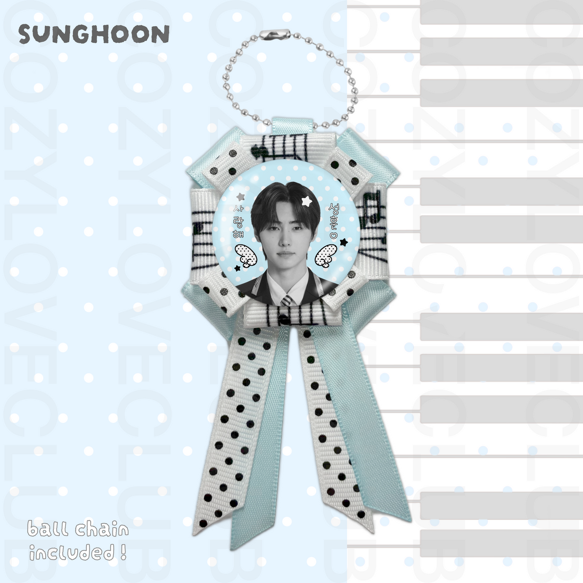 Enhypen Rosette Ribbon Keychain [ BLACK POLKA VER. ]