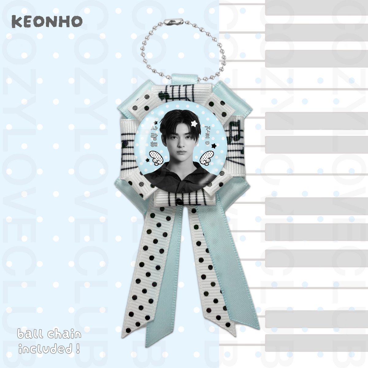 CORTIS Rosette Ribbon Keychain [ BLACK POLKA VER. ]