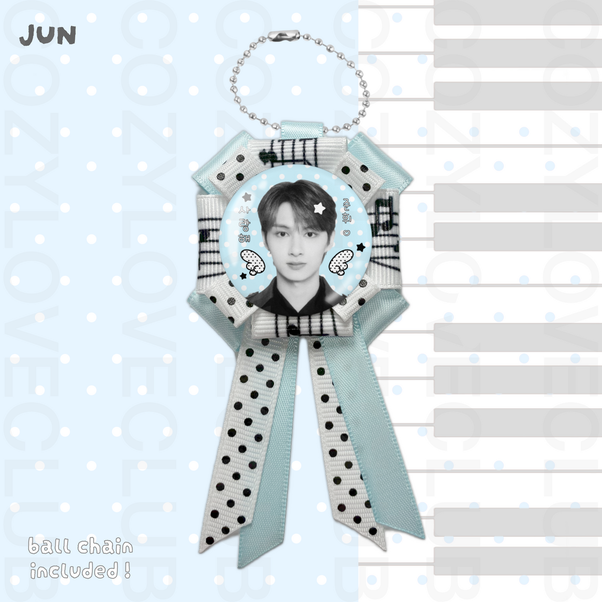Seventeen Rosette Ribbon Keychain [ BLACK POLKA VER. ]