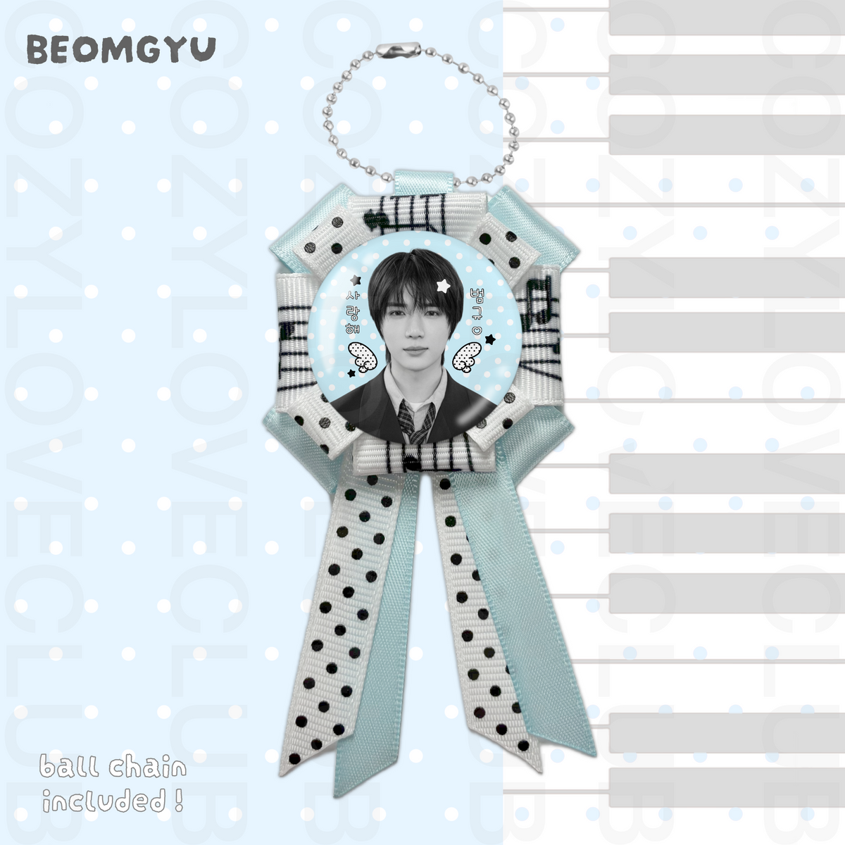 TXT Rosette Ribbon Keychain [ BLACK POLKA VER. ]