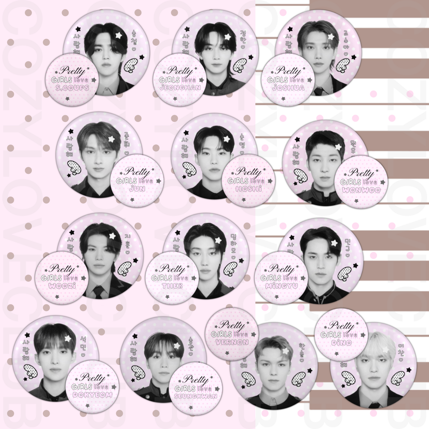 Seventeen Button Pin Set