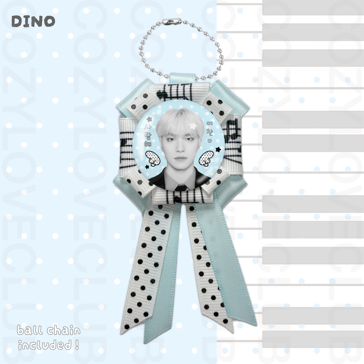 Seventeen Rosette Ribbon Keychain [ BLACK POLKA VER. ]