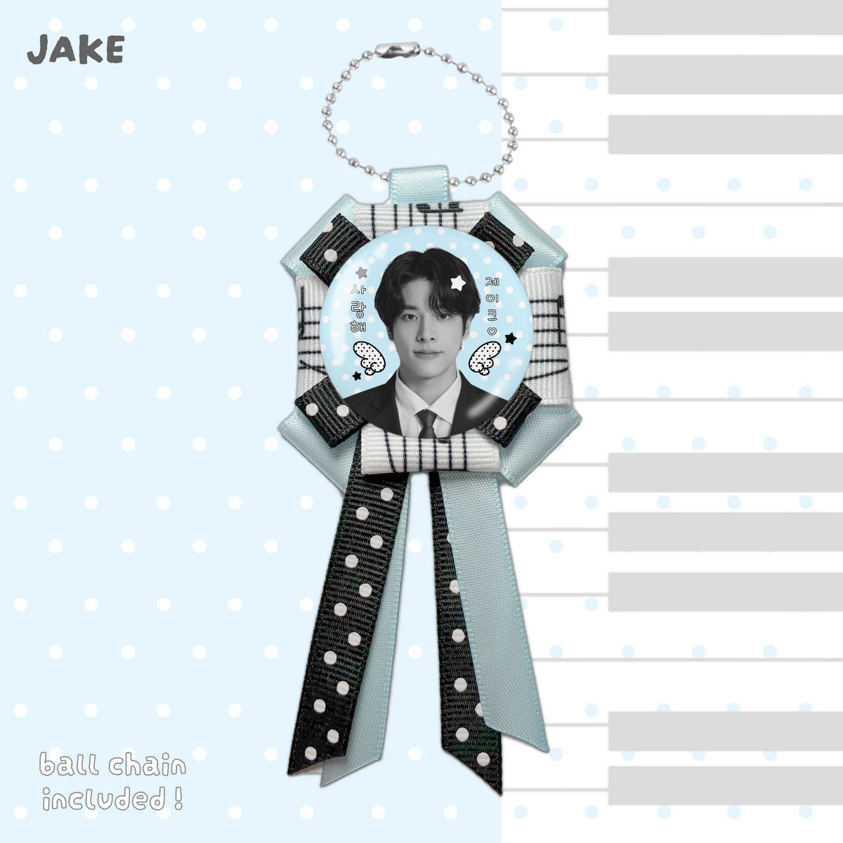 Enhypen Rosette Ribbon Keychain [ WHITE POLKA VER. ]