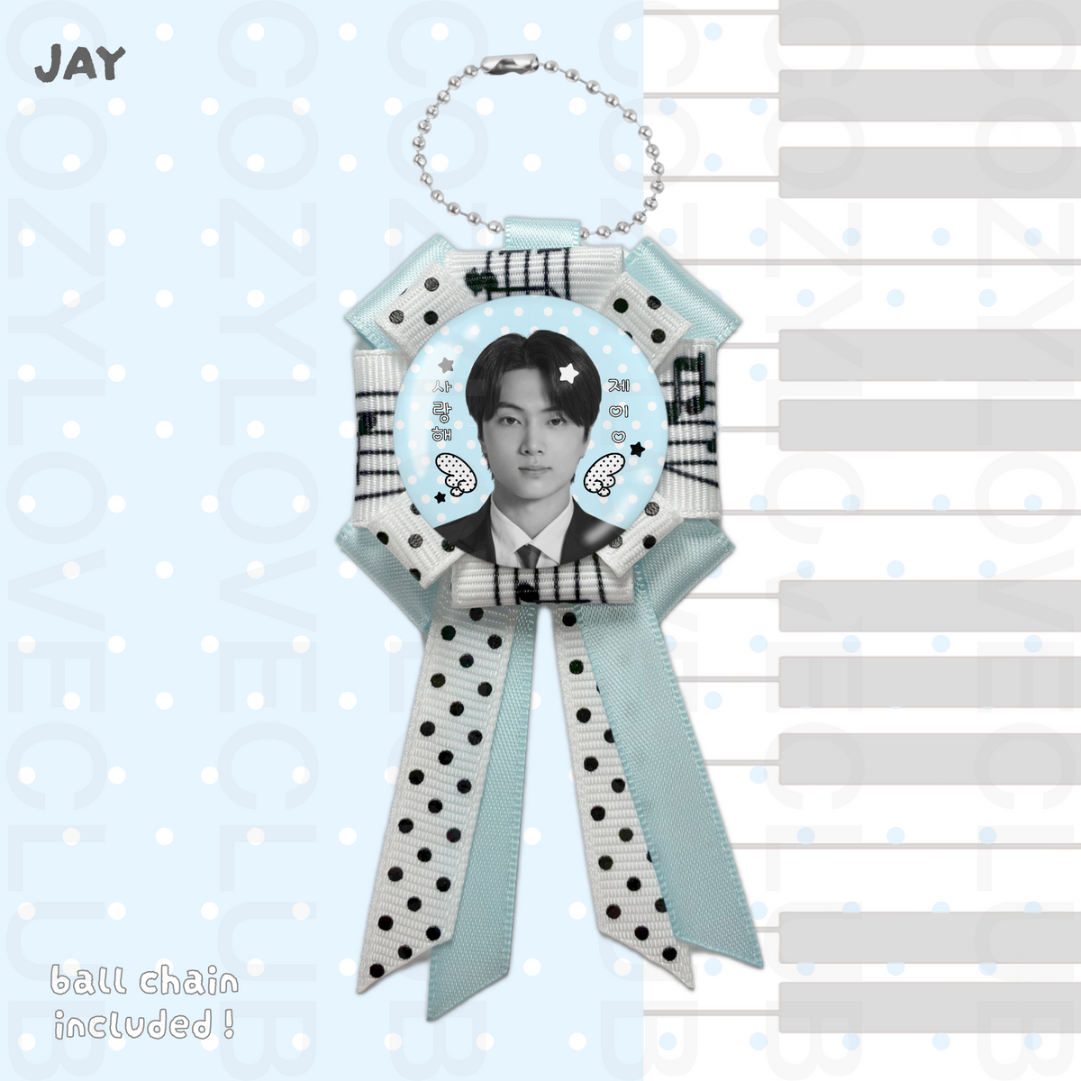 Enhypen Rosette Ribbon Keychain [ BLACK POLKA VER. ]