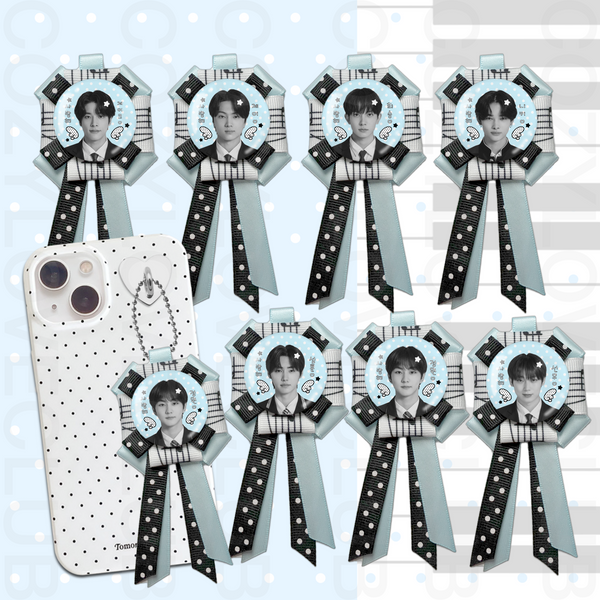 Enhypen Rosette Ribbon Keychain [ WHITE POLKA VER. ]