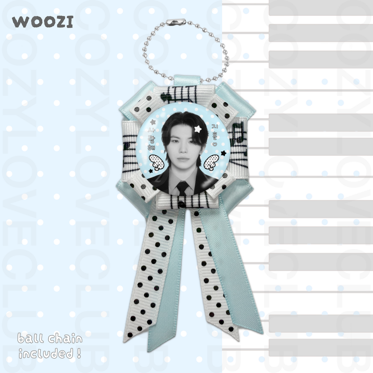 Seventeen Rosette Ribbon Keychain [ BLACK POLKA VER. ]