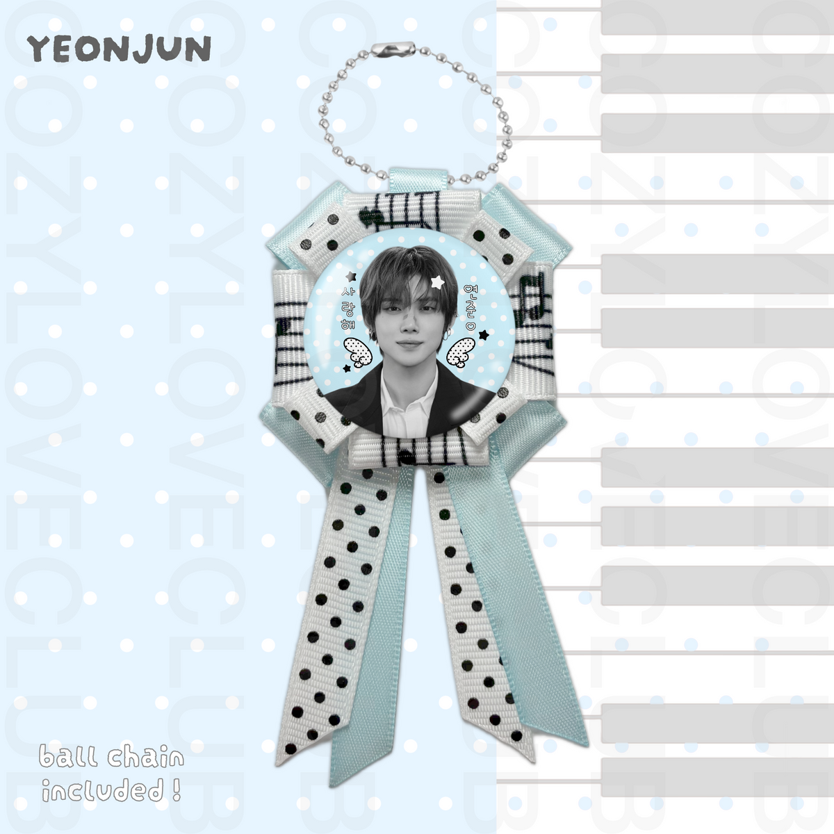 TXT Rosette Ribbon Keychain [ BLACK POLKA VER. ]