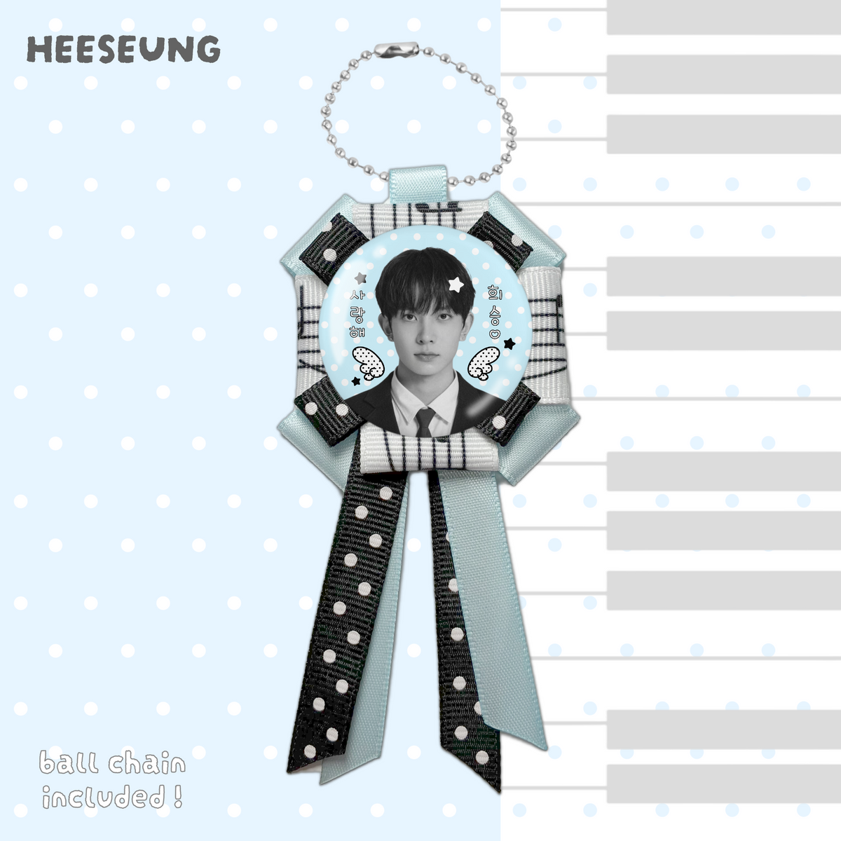 Enhypen Rosette Ribbon Keychain [ WHITE POLKA VER. ]