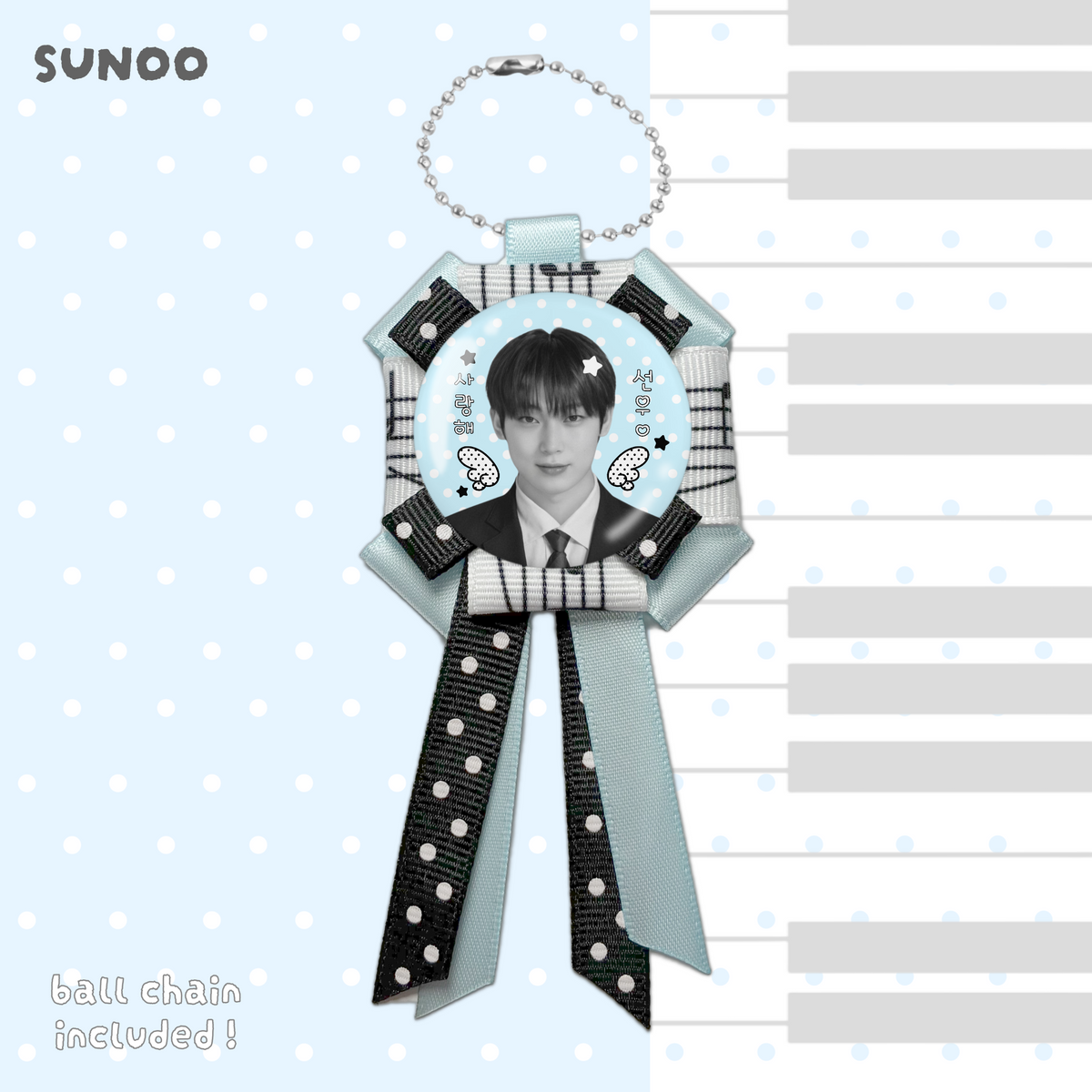 Enhypen Rosette Ribbon Keychain [ WHITE POLKA VER. ]