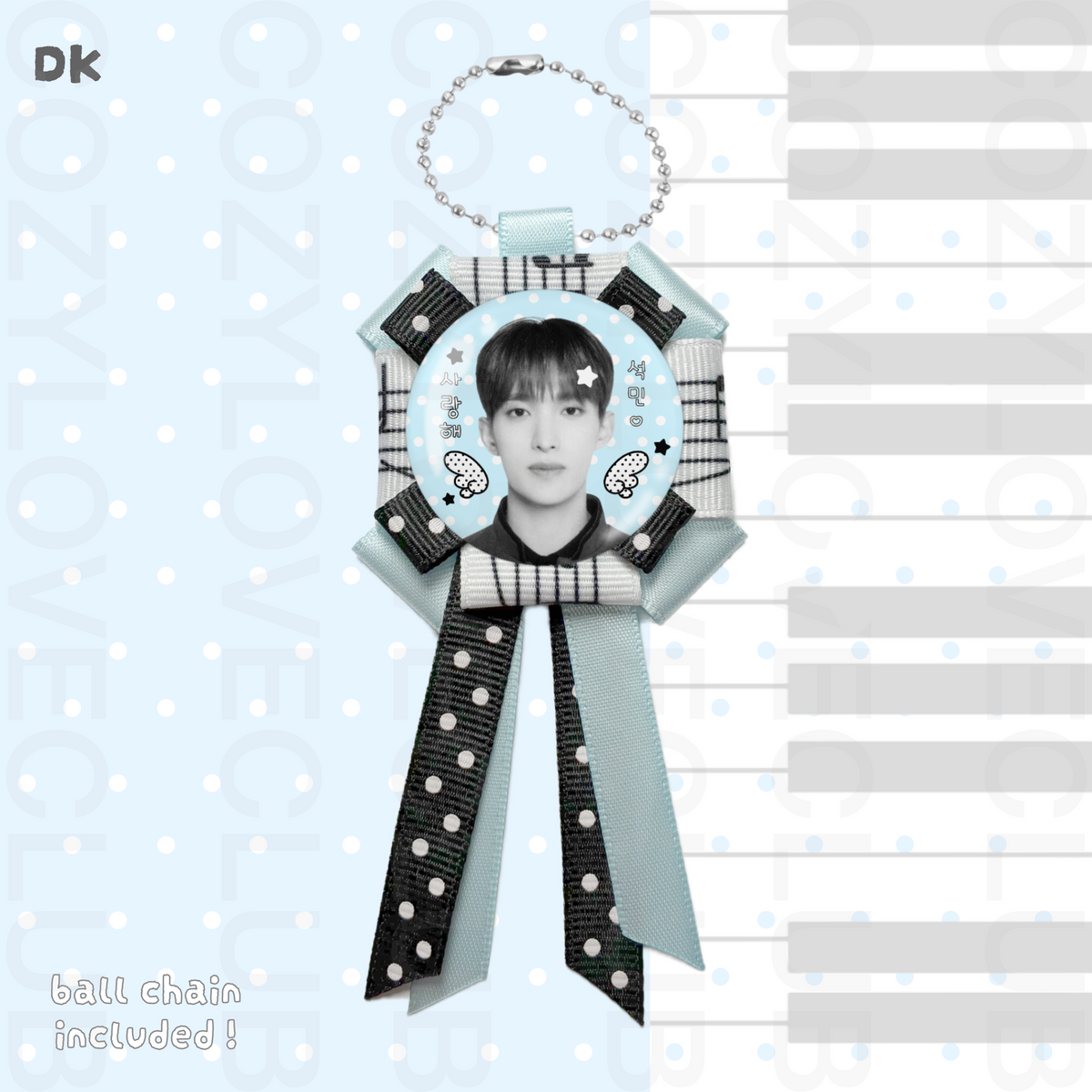 Seventeen Rosette Ribbon Keychain [ WHITE POLKA VER. ]
