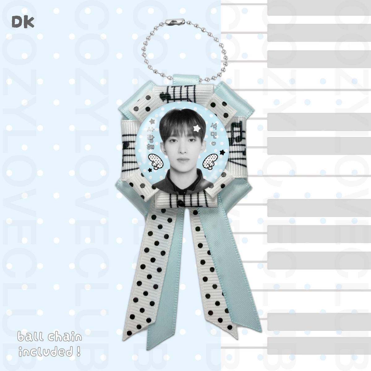 Seventeen Rosette Ribbon Keychain [ BLACK POLKA VER. ]