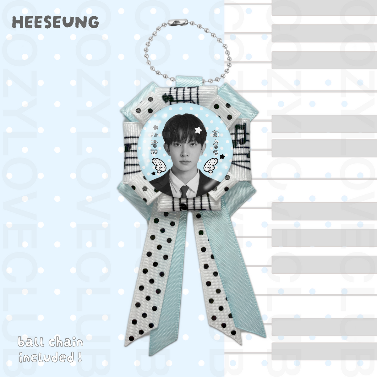 Enhypen Rosette Ribbon Keychain [ BLACK POLKA VER. ]