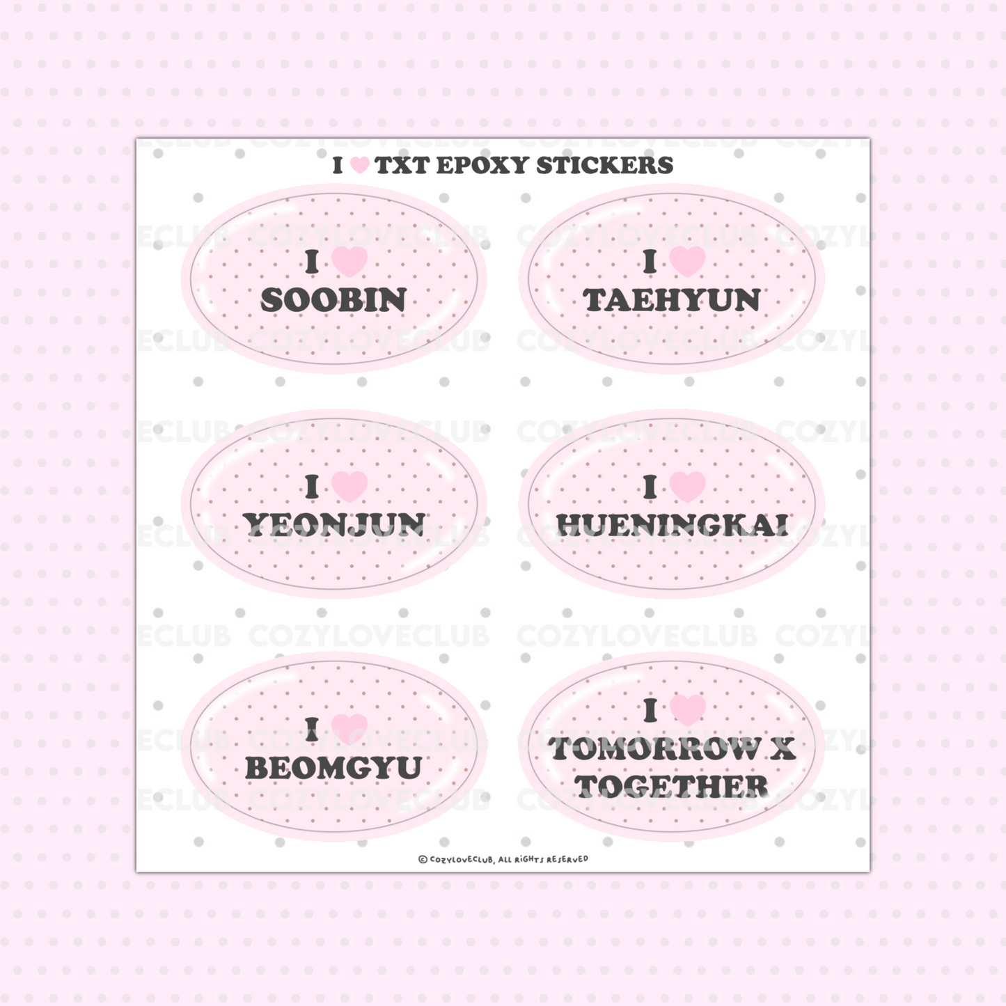 I ♥︎ TXT Epoxy Sticker Sheet