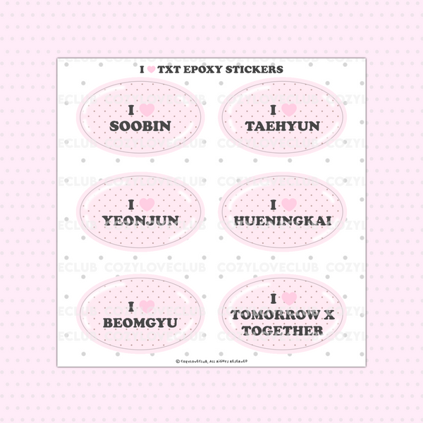 I ♥︎ TXT Epoxy Sticker Sheet