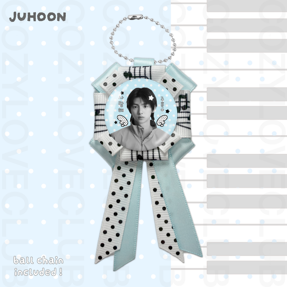 CORTIS Rosette Ribbon Keychain [ BLACK POLKA VER. ]