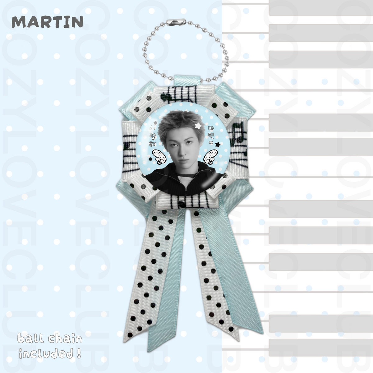 CORTIS Rosette Ribbon Keychain [ BLACK POLKA VER. ]