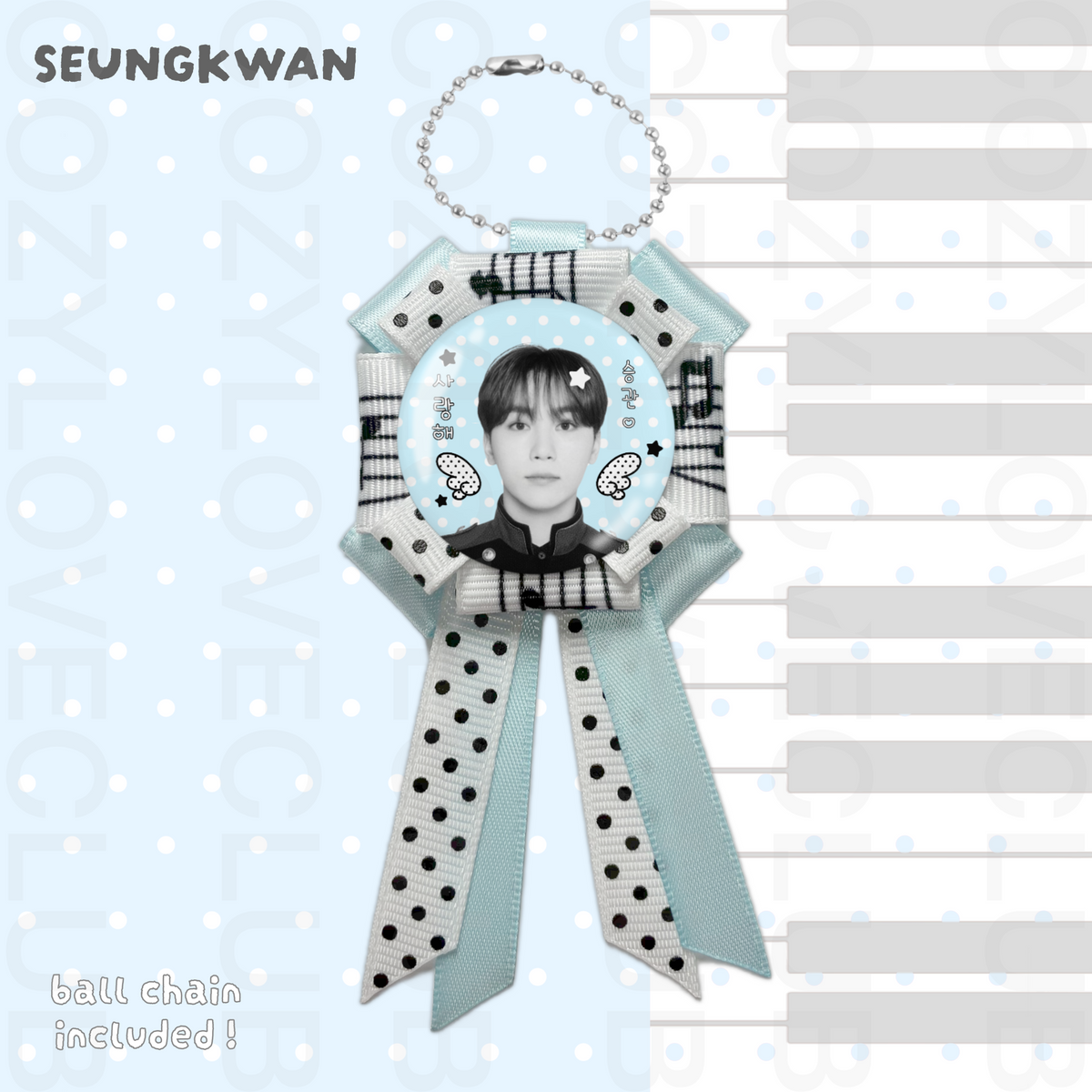Seventeen Rosette Ribbon Keychain [ BLACK POLKA VER. ]