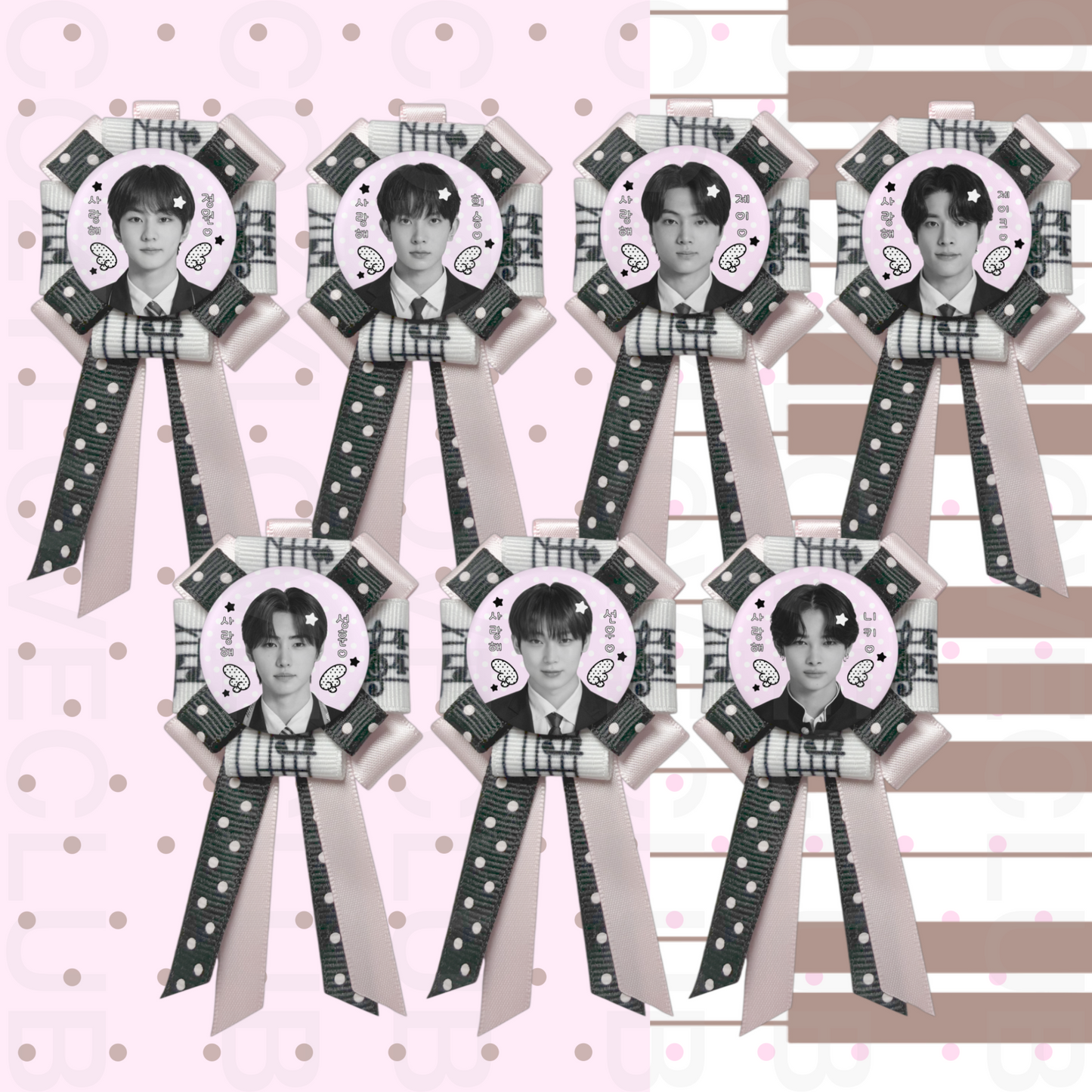 Enhypen Rosette Ribbon Keychain [ WHITE POLKA VER. ]