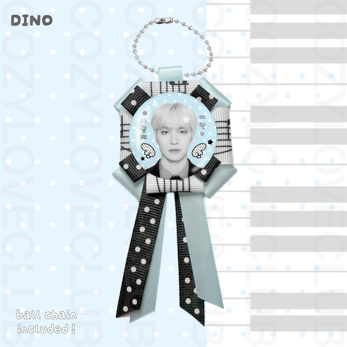 Seventeen Rosette Ribbon Keychain [ WHITE POLKA VER. ]