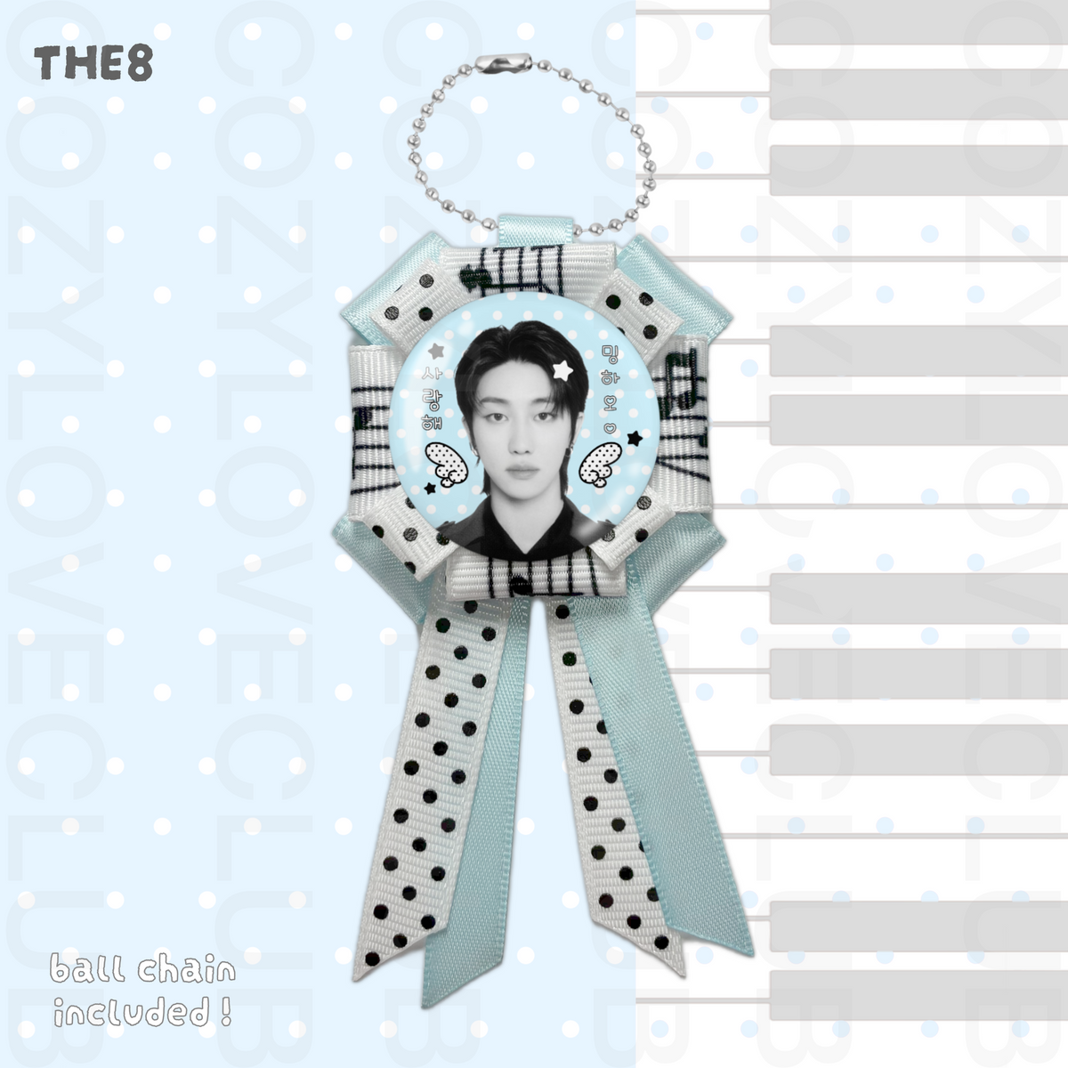 Seventeen Rosette Ribbon Keychain [ BLACK POLKA VER. ]