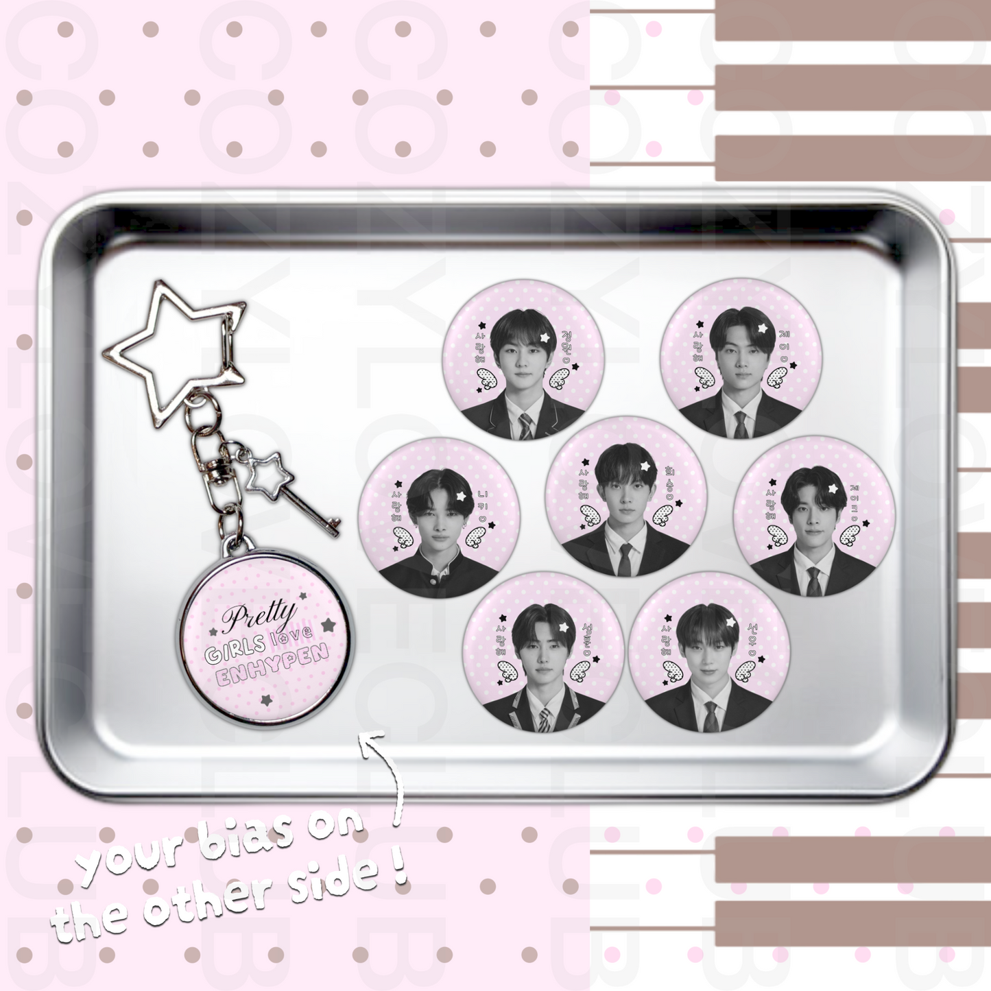 Enhypen Double-Sided Glitter Keychain