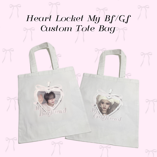 Custom Heart Locket My Bf/Gf Tote Bag