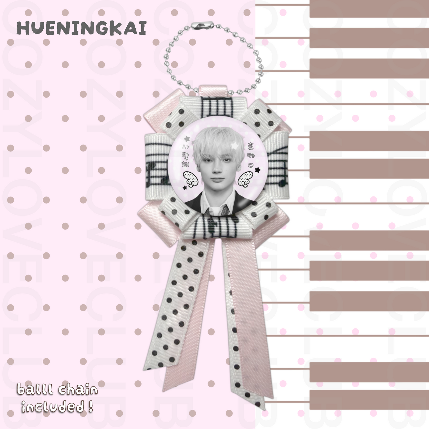 TXT Rosette Ribbon Keychain [ BLACK POLKA VER. ]