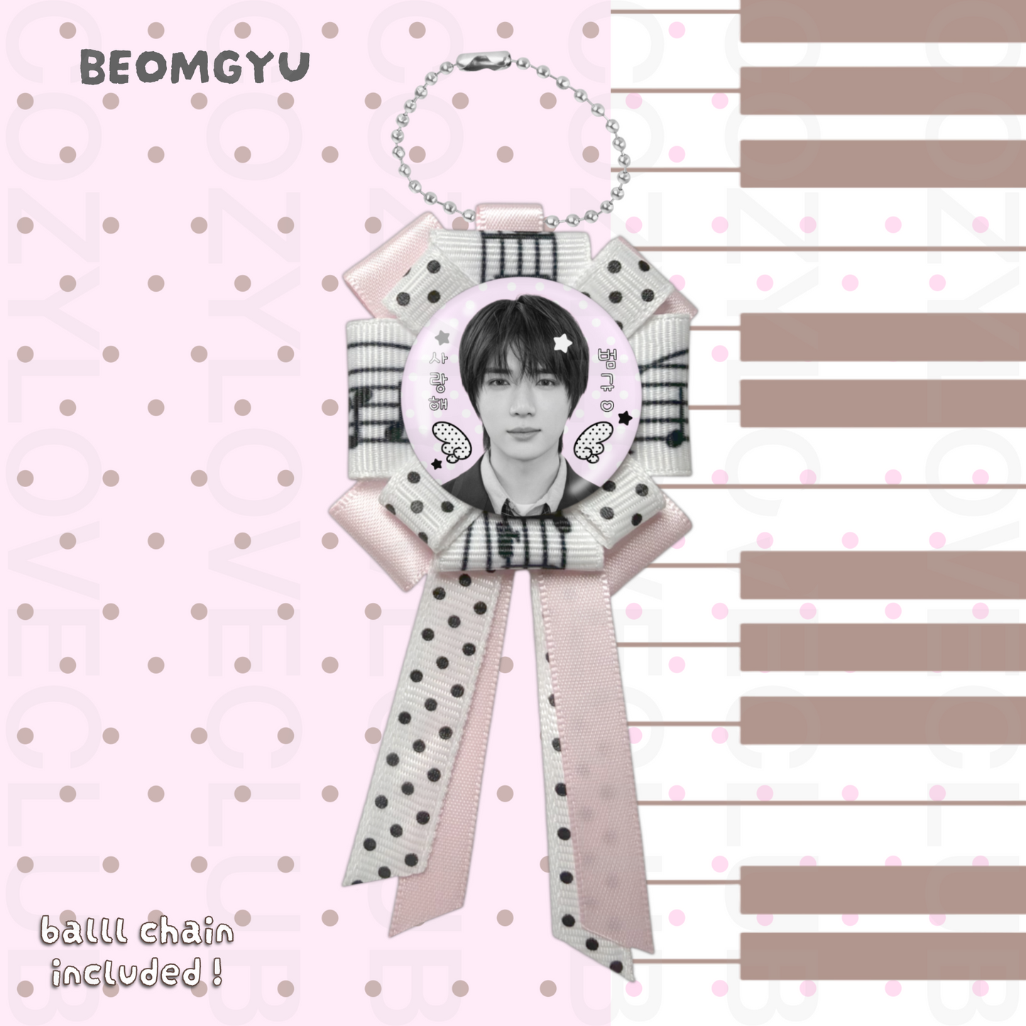 TXT Rosette Ribbon Keychain [ BLACK POLKA VER. ]