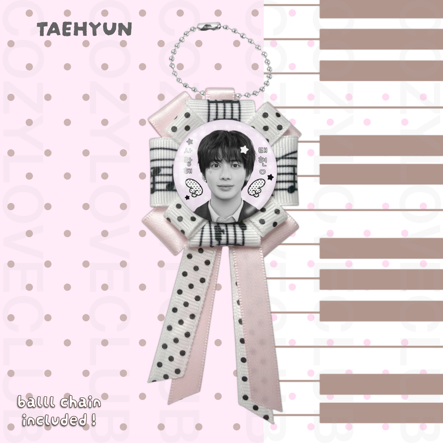 TXT Rosette Ribbon Keychain [ BLACK POLKA VER. ]