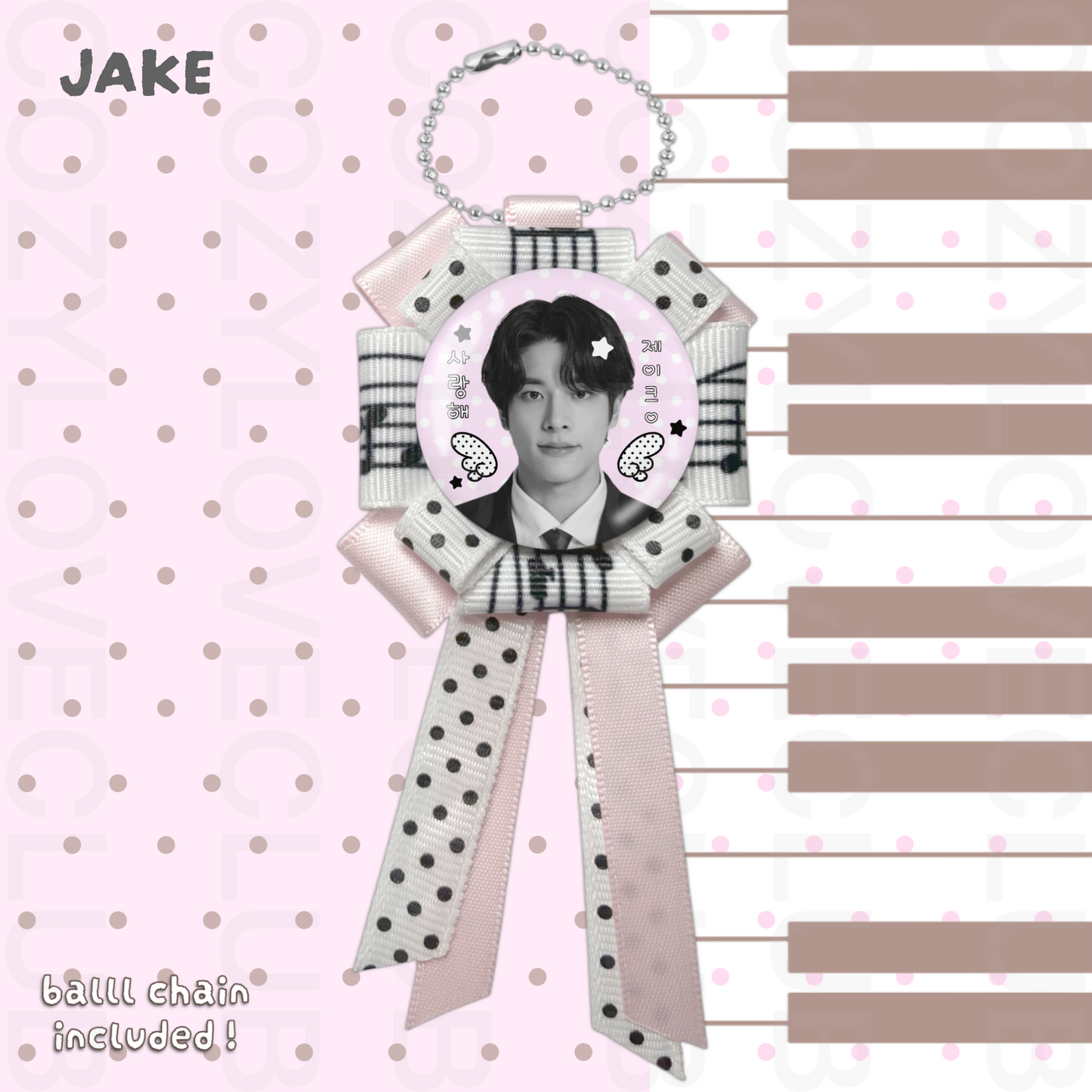 Enhypen Rosette Ribbon Keychain [ BLACK POLKA VER. ]
