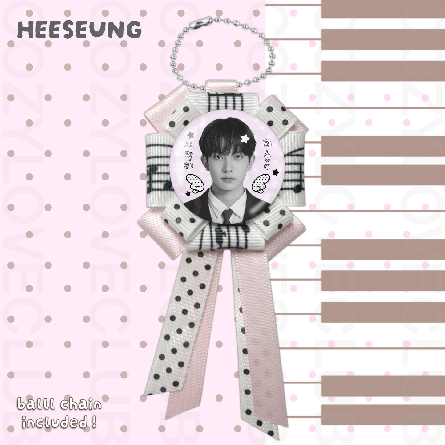 Enhypen Rosette Ribbon Keychain [ BLACK POLKA VER. ]