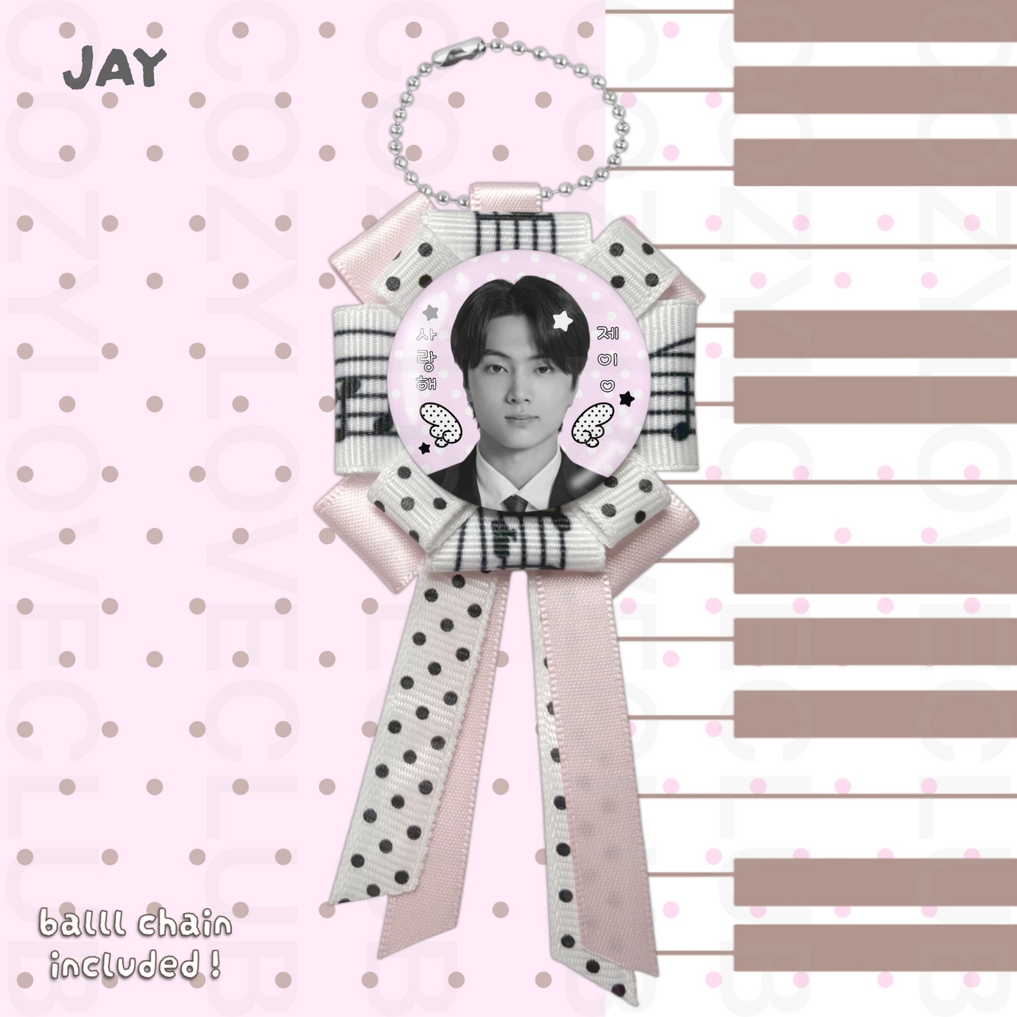 Enhypen Rosette Ribbon Keychain [ BLACK POLKA VER. ]
