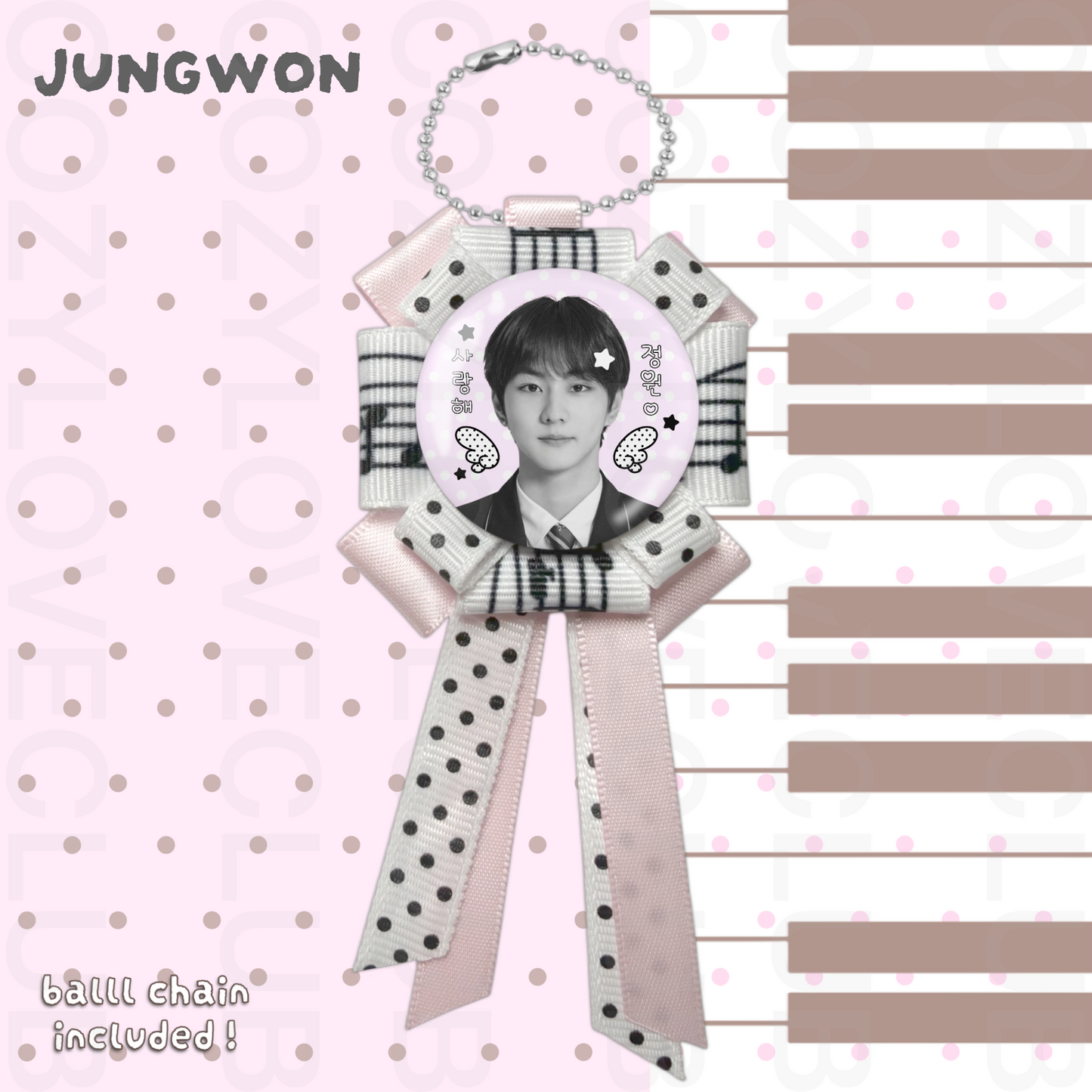Enhypen Rosette Ribbon Keychain [ BLACK POLKA VER. ]
