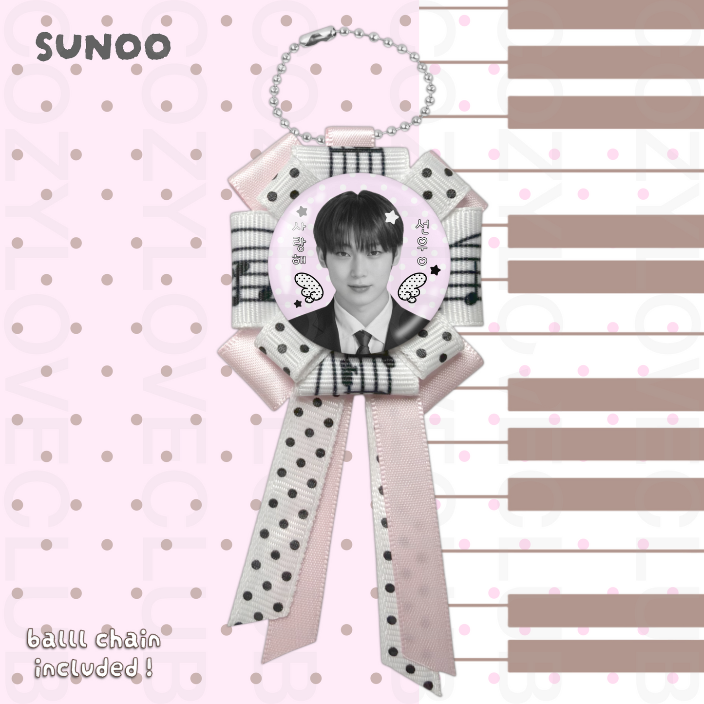 Enhypen Rosette Ribbon Keychain [ BLACK POLKA VER. ]